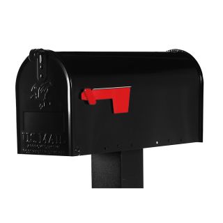 PostMaster 6.83 in x 8.77 in Metal Black Post Mount Mailbox