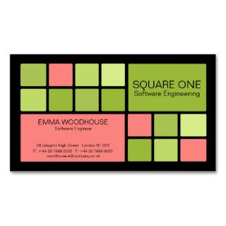 Square One Black, Pink & Green Business Cards