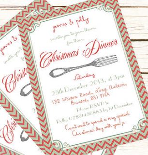 personalised 'christmas dinner' invitations by precious little plum