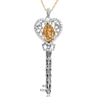 CT. T.W. Diamond Heart Key Pendant in Sterling Silver and 10K Gold