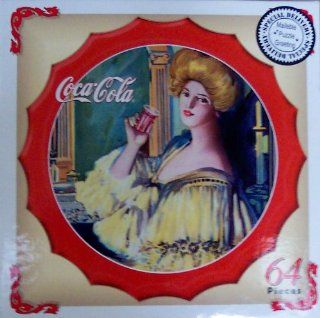 Coca Cola In The Evening(1906); Bottle Cap Shaped Mini Jigsaw Puzzle 64 Piece Toys & Games
