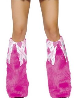 Roma Costume Fur Leg Warmers, Argyle/Hot Pink, One Size Clothing