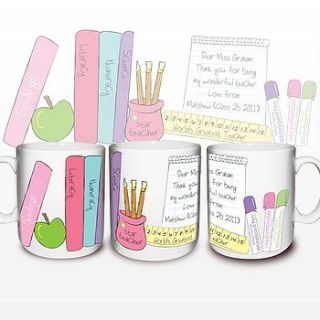 personalised teachers book mug by the contemporary home