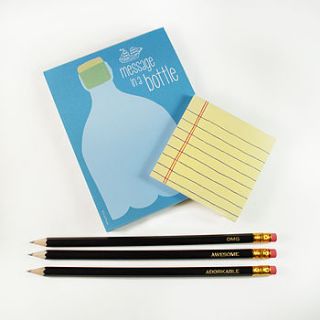 message in a bottle stationery gift set by vivid please