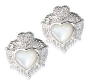 Judith Ripka Sterling Signature Heart Gemstone Earrings —