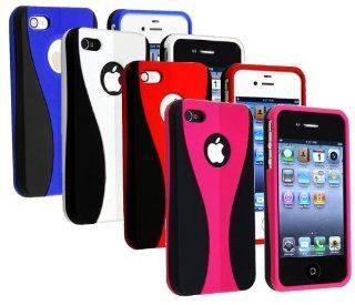 Importer520 4in1 Combo (Blue Pink White Red) 3 Piece Snap On Hard Case Cover For AT&T Verizon Sprint Apple iPhone 4 4S Cell Phones & Accessories