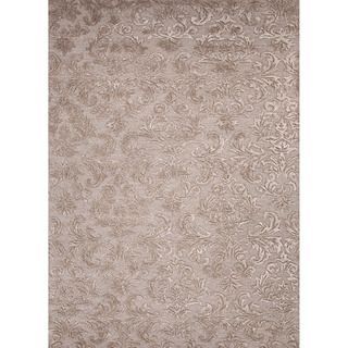 Hand tufted Transitional Floral Gray/ Black Area Rug (36 X 56)