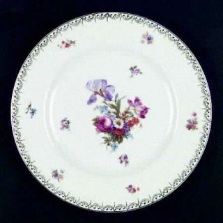 Epiag Dresdene (Gold Filigree) Dinner Plate, Fine China Dinnerware   Floral Cent