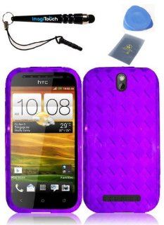 IMAGITOUCH(TM) 4 Item Combo For HTC One SV(Cricket, Boost) Flex TPU Skin Case Cover Phone Protector   Purple (Stylus Pen, ESD Shield Bag, Pry Tool, Phone Cover) Cell Phones & Accessories