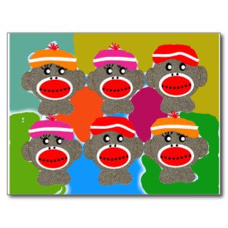 Sock Monkeys Pop Art  Art Gifts Post Cards