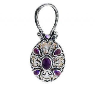 Carolyn Pollack Amethyst & Mother of Pearl Sterling Pendant —