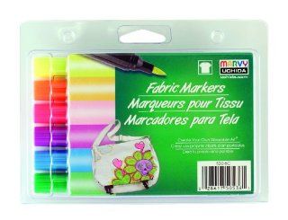 Uchida 530 6C Marvy Brush Tip Fluorescent Color Fabric Marker Set