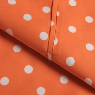 Home City Inc. Wrinkle Resistant Polka Dot Sheet Set Orange Size Full
