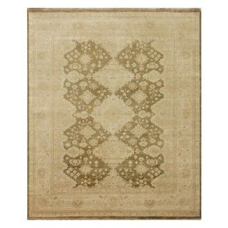 Hand knotted Beige/ Brown Oriental Pattern Wool Rug (9 X 12)