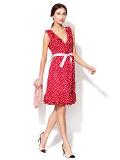 Polka Dot V Neck Ruffle Dress by RED Valentino