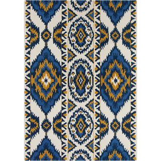 Mandara Hand tufted Abstract White Wool Area Rug (7 X 10)