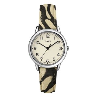 Timex Women's T2N967 Elevated Classics Black Zebra Patterned Strap Watch Timex Women's Timex Watches