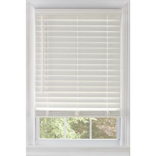 Custom Size Now by Levolor 35 in W x 72 in L White Faux Wood 2.375 in Slat Room Darkening Cordless Plantation Blinds