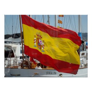 Spanish flag on Spanish Navy boat Giralda Print