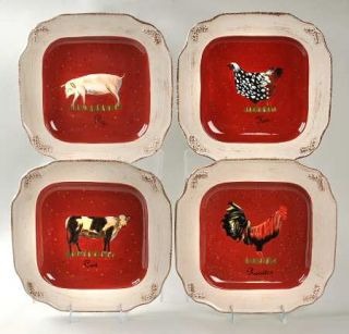 Vintage Farm (Set of 4 Motifs) Dinner Plate, Fine China Dinnerware   Embossed Wh