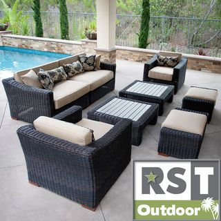 RST Resort Collection 8 piece Espresso Rattan Deep Seating Set RST Brands Sofas, Chairs & Sectionals