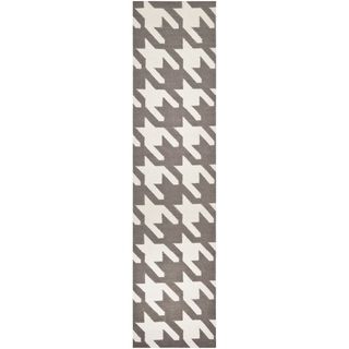 Safavieh Contemporary Handwoven Moroccan Dhurrie Gray/ Ivory Wool Rug (26 X 12)