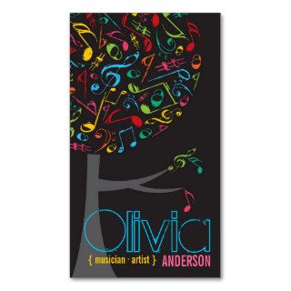 Colorful Music Notes Pop Tree Profile Card Business Cards