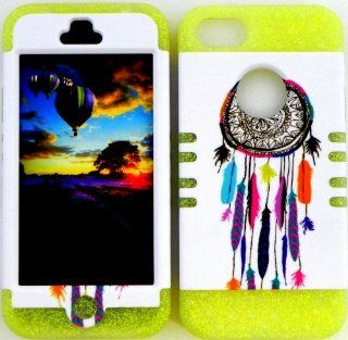 Bumper Case for Iphone 5 Colorful Dream Catcher Snap on + Yellow Glitter Silicone Cell Phones & Accessories