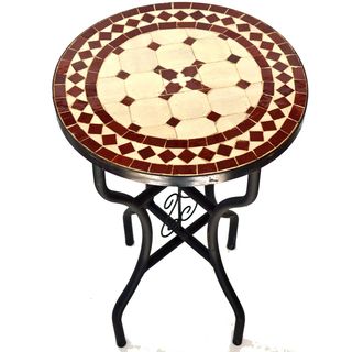 Iron Mosaic Burgundy/Natural Side Table (Morocco) Patio Tables