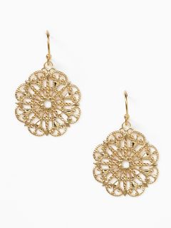 Gold Lace Disc Drop Earrings by Privileged