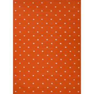 Handmade Flat weave Geometric Red/ Orange Reversible Rug (36 X 56)