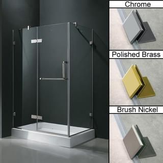 Vigo Frameless Clear Shower Enclosure and Left Base (32 x 48) Vigo Shower Doors