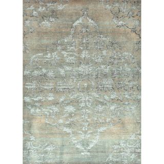 Hand knotted Transitional Tone On Tone Pattern Blue Rug (5 X 8)