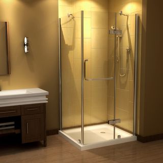 Aston 40 X 32 inch Clear Glass Frameless Shower Enclosure With Acrylic Base