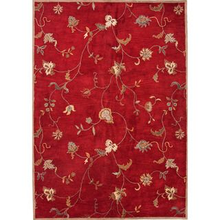 Hand tufted Transitional Floral Pattern Red/ Orange Accent Rug (2 X 3)