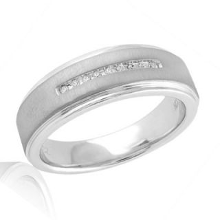 Mens Diamond Accent Wedding Band in Sterling Silver   Zales