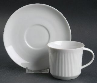 Thomas Brazilia White Flat Cup & Saucer Set, Fine China Dinnerware   All White,