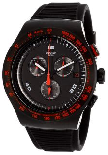 Swatch YOB401  Watches,Mens Irony Chronograph Black Dial Black Silicone, Chronograph Swatch Quartz Watches