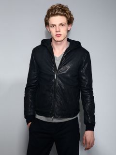Hooded Wrinkled Leather Jacket by Costume National Homme