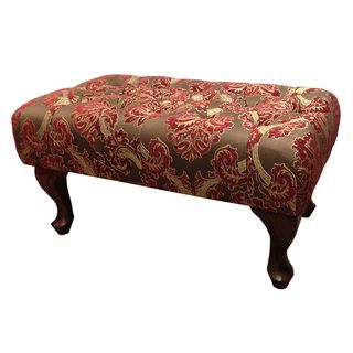 Classic Red/ Gold Button tufted Bench Ottoman