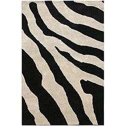 Hand tufted Wool And Art Silk Zebra Print Rug (2 X 3)