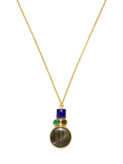 Alchemist Gold & Labradorite Disc Pendant Necklace by Kanupriya