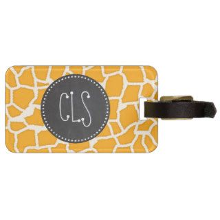 Amber Orange Giraffe Animal Print; Chalkboard Tag For Luggage