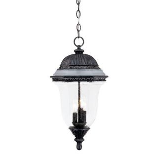 Venice Collection Hanging Lantern 3 light Outdoor Stone Light Fixture With Glass Shade