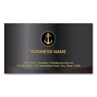 Classy Dark Gold Anchor Marine Business Card