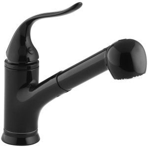 Kohler K 15160 7 Black Coralais Single Handle Kitchen Faucet with Pull Out Spray