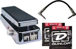 Dunlop Crybaby 535Q C Q Chrome Wah Pedal w/2 Packs of Dunlop 10 46 Strings and 6" Cable Musical Instruments