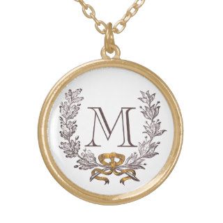 Vintage Wreath Personalized Monogram Initial Gold Custom Jewelry