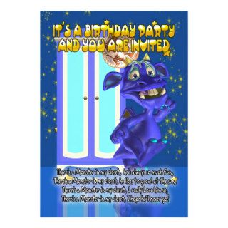 Children's Monster Birthday Party Invitation With
