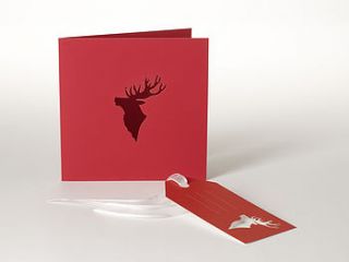laser cut christmas card 'retro reindeer' by cutture